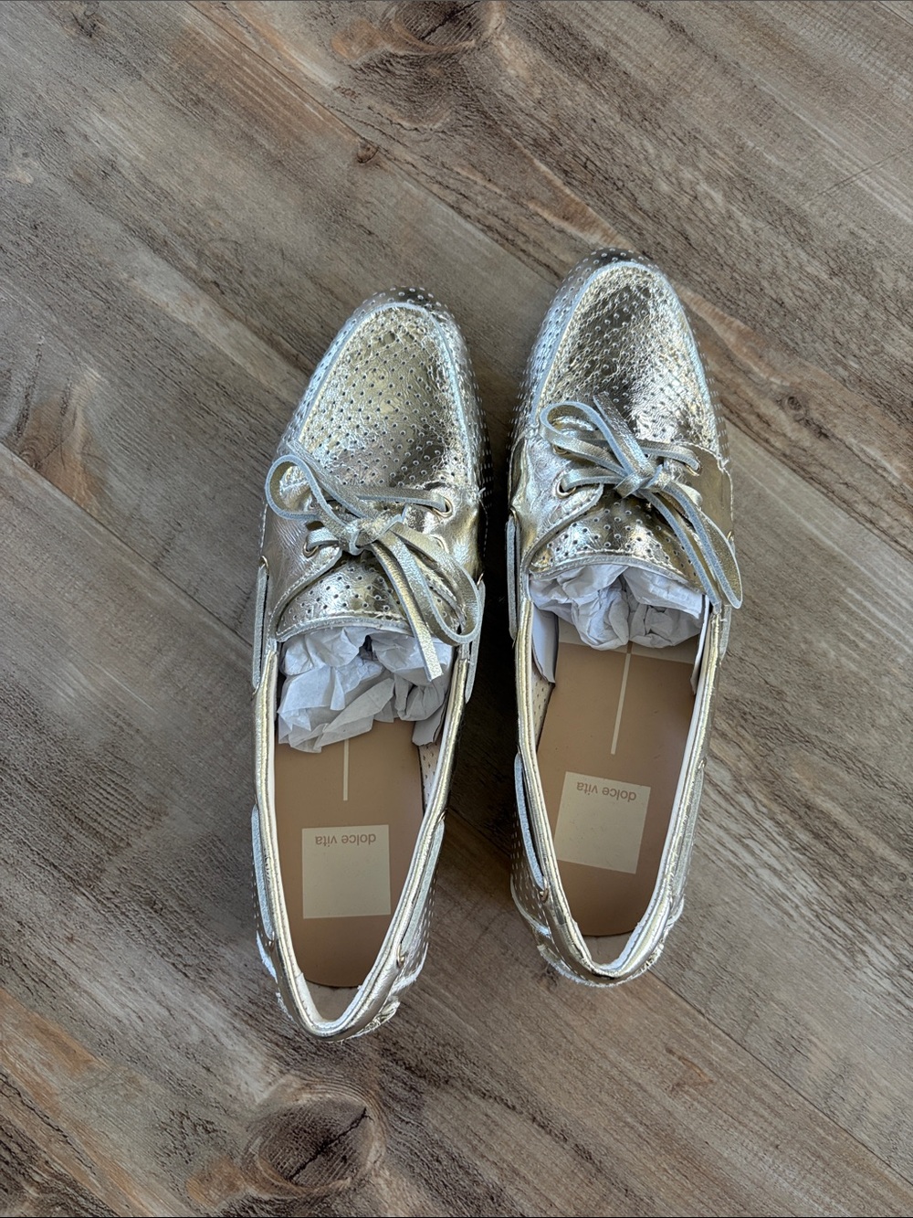 Metallic Silver Women’s Lace-Up Loafers - Size 6 - NWT
